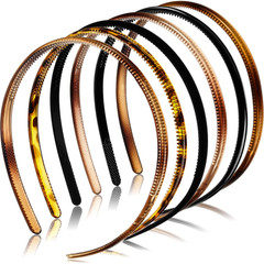 6 Pieces Plastic Headbands for Women Thin Headband with Teeth Plain Head Bands f
