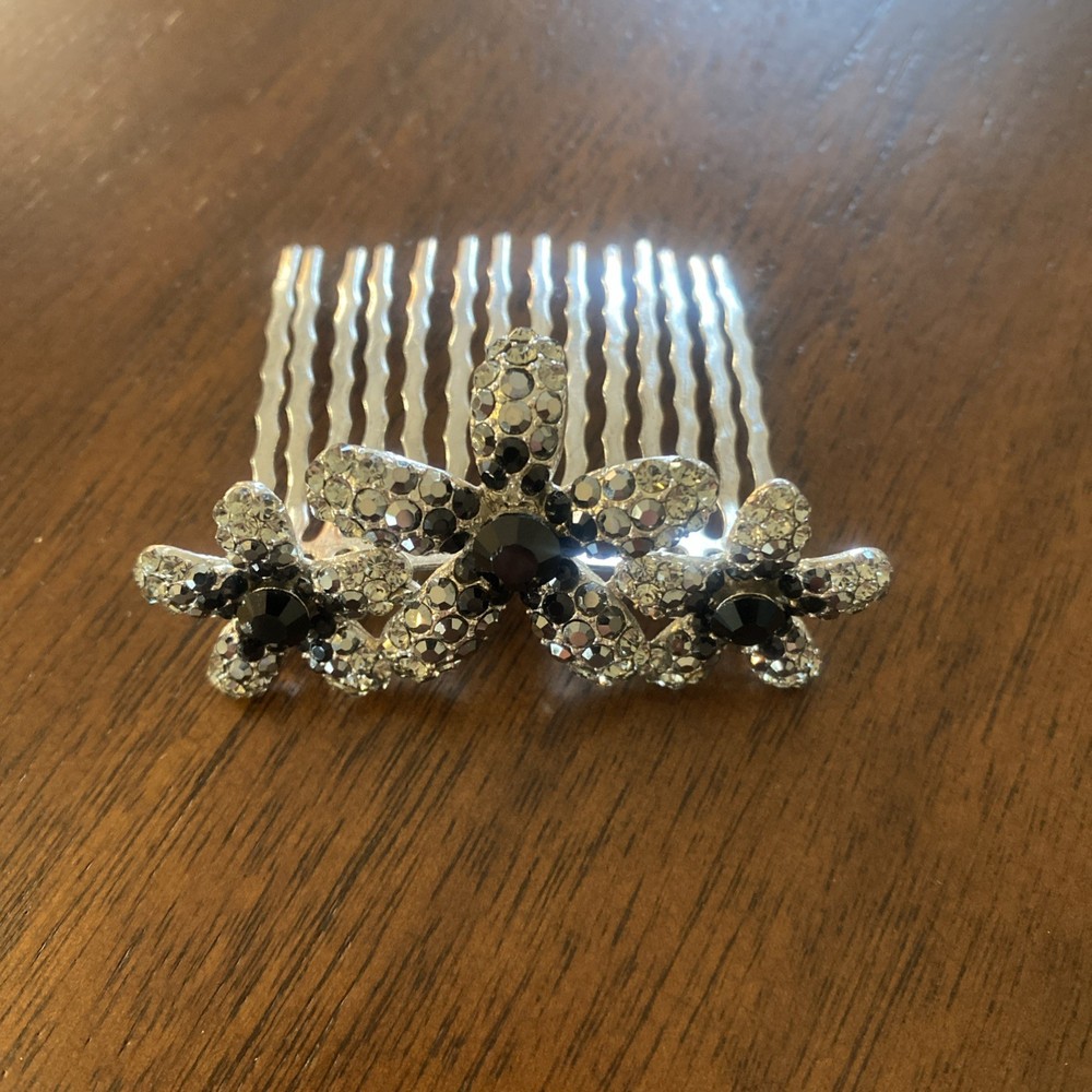 Soho Black And Silver Crystal Hair Comb