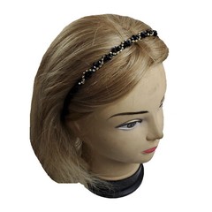 Thin Headband w/Rhinestones Beads Women Girls Metal Hairband Stylish Headband