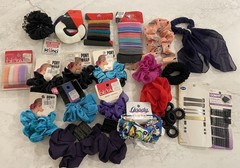 Vintage GOODY REVLON SCRUNCHIE HAIR Lot Ponytail Bands Clips 🎀