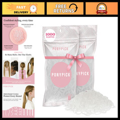 Clear Hair Elastics 1000 Pack | Strong Mini Ties for Braids, Ponytails & Buns |
