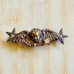 Kirks Folly Cherub Angel Wing Star Hair Clip Barrette Whimsical Victorian France