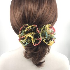 Daria L Floral Scrunchies Embroidery Scrunchies Lace Ponytail Holders Oversized