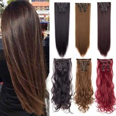 NATRAL 8pcs Real Full Head Thick Clip in Like Human Hair Extensions New Style US
