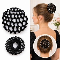 USA 6pcs Beads Bun Cover Snood Skating Hair Net Ballet Dance Crochet Elastic Lot