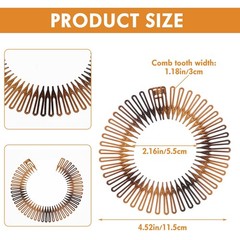 12 Pcs Circular Stretch Comb Full Flexible Zig Zag Plastic Circle Headbands S