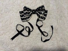 2009 ✨Angelic Pretty – Polka Dot Love Head Bow in Black 🦢🖤