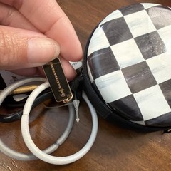 Goody & Mackenzie Childs Pink Check Elastic Hair Ties and Zipper Pouch & Clip
