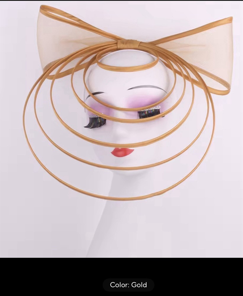 Gold Mesh Metal Bow Headpiece for Women Party Cocktail Accessory