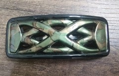 Large Vintage Hair Barrette Clip Green Brown Black Camouflage Y2K