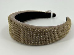 NEW ICING Claires Brown Headband Gold Studded Padded Womens Hair Accessory
