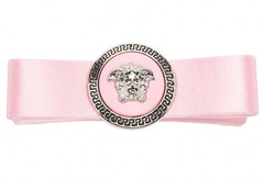 NWT Versace Pink Gianni Ribbon Medusa Tribute Logo Satin Bow Hair Clip Barrette