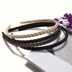 Thin Braided Plastic Headbands, Black Brown Beige Ivory, 6 Pack with Inner Te…