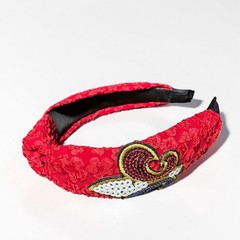Patriotic Headbands 4th of July Red White Blue Fleur De Lis Sequin Feather NWOT