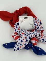 NEW ICING Claires Patriotic Scrunchies Red White Blue Hair Accessory