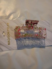 Madison Tyler Clear Pink Splashed Rectangular Hair Clip NWT