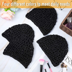 Geyoga 4 Pieces Mesh Crochet Hair Net Rayon Knit Snood Hat Thick Short Women Hai