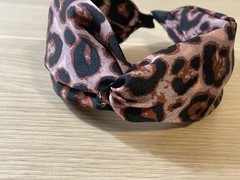 Leopard Print Knot Headband Set Blush & Tan Animal Print Satin Feminine Soft