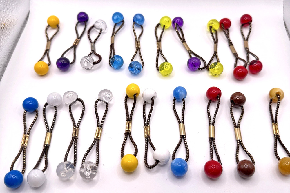 20 GOODY Vintage Ponytail Holders Twin Beads Medium Knocker Balls Hair Ties