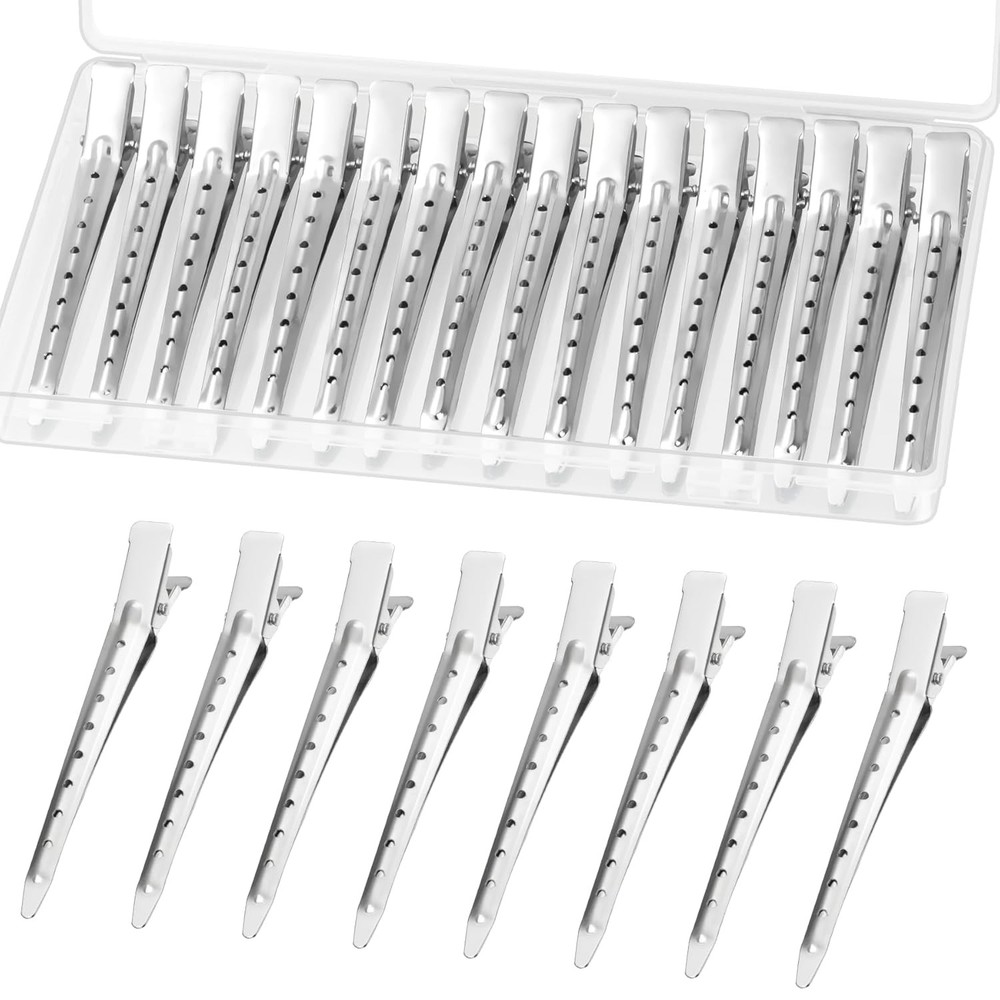 24-Pack 3.5 Inch Silver Metal Duckbill Alligator Hair Clips for Styling