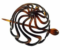Parcelona French Swirls Black Shell Large Celluloid Slide Hair Bun Cover
