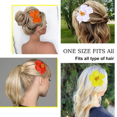 Hawaiian Flower Hair Clips for Women,4Pcs 3.5 Inch Artificial Flower Clips,Plume