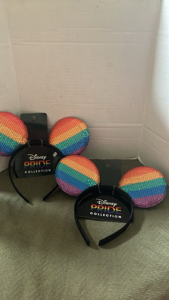 2 pair Disney Pride Rainbow Sequin Mouse Ears Headband, Black/Multicolor