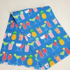 Handmade Women’s Scrunchies size XL Blue Cotton Summer Cocktail Drinks Print New