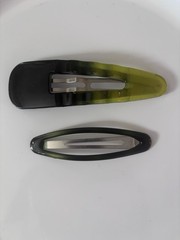 Vintage Set Of 2 Green Ombre Hair Barrettes Japan