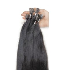 26- inch Flat Tip Remy Real Human Hair Extensions Straight Black 100gm.