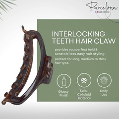 Parcelona French Slim Medium Shell Celluloid Jaw Hair Claw Clip for Women