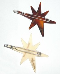 Star Fish Shell Hair Clip Side Thin Metal Snap On Barrette Wahba Made in France
