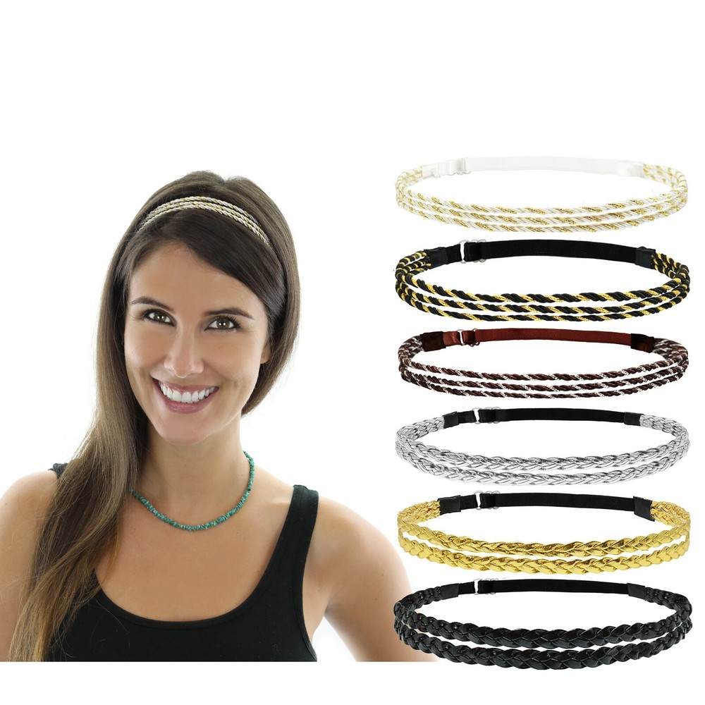 6pcs Adjustable Braided Headband Women Hair Accessory Bohemian Boho Coachella