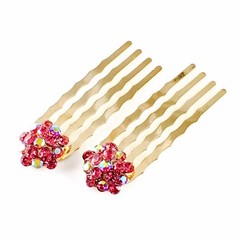 USA Mini Hair Comb Clip use Swarovski Crystal Hairpin Elegant Bridal AB Pink C31