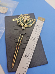 Vintage Gold Tone Floral Rhinestone Hair Pin Kanzashi Style Hair Stick New on…