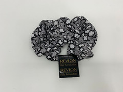 Vintage 90s REVLON Hair Scrunchie Ponytail Holder Black and White 1996