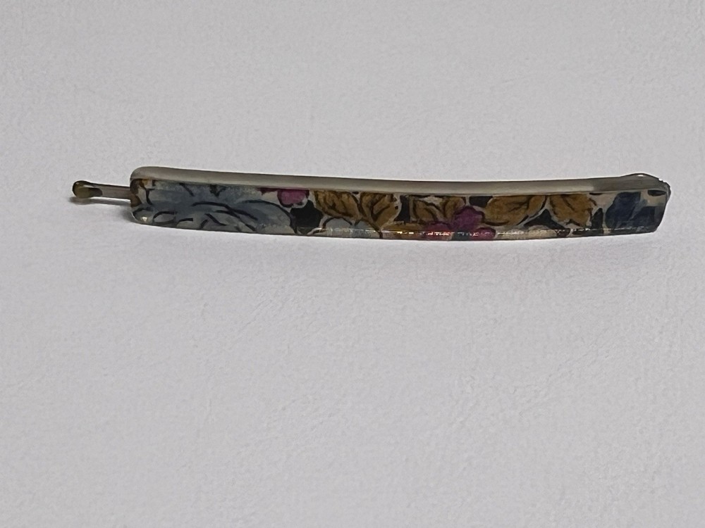 VTG Floral Cellulose Acetate Skinny Barrette Bobby Pin Retro 80’s