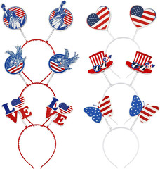 6PCS 4Th of July Headband,Red White and Blue Party Accessories Decorations Favor