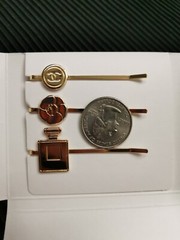 New Authentic CHANEL Hair Pins 3Pcs Set Beauty Gift Coco Logo Hair Bobby Pins