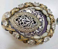 NEW Lot 3 Handmade Hair Clips Barrettes Western Leather Silver Beads Rose Cross
