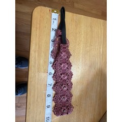 Floral Crochet Lace Headband Mauve Plum Rhinestone Satin Ribbon Elastic Boho