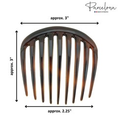 Parcelona French Smooth Edge Celluloid Acetate Hair Side Combs for Women (2 Pcs)