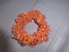 3 HAND  CRAFTED, HAIR SCRUNCHIES BEADED ART PONY HAIR DECOR PASTELS BOUTIQUE