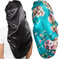 Wbfwbb 2 Pcs Silk Bonnet for Women Satin, Soft Elastic Band Silky Sleeping Cap B