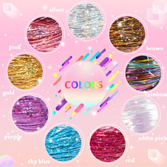 Hair Tinsel Clip in Pack of 12 Pcs Glitter Tinsel Hair Extensions 24 Inch Clip i