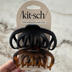 Kitsch Hair Claw Clips for Thick Curly Hair Eco-Friendly Black/Brown 2pc