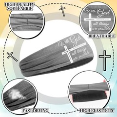5 Pcs Christian Athletic Headbands Gifts Cross Headband for Men Women Bible V.