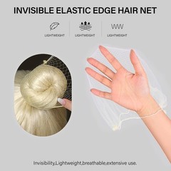100 PCS 20 Inch Beige Elastic Edge Mesh Invisible Hair Nets Ballet Dance