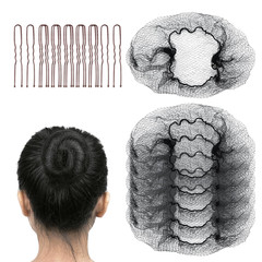 Hair Net Set: 20 Pieces 20-Inch Black Nets, 40 Pieces 2.4-Inch Brown U Pins – fo