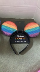 2 pair Disney Pride Rainbow Sequin Mouse Ears Headband, Black/Multicolor